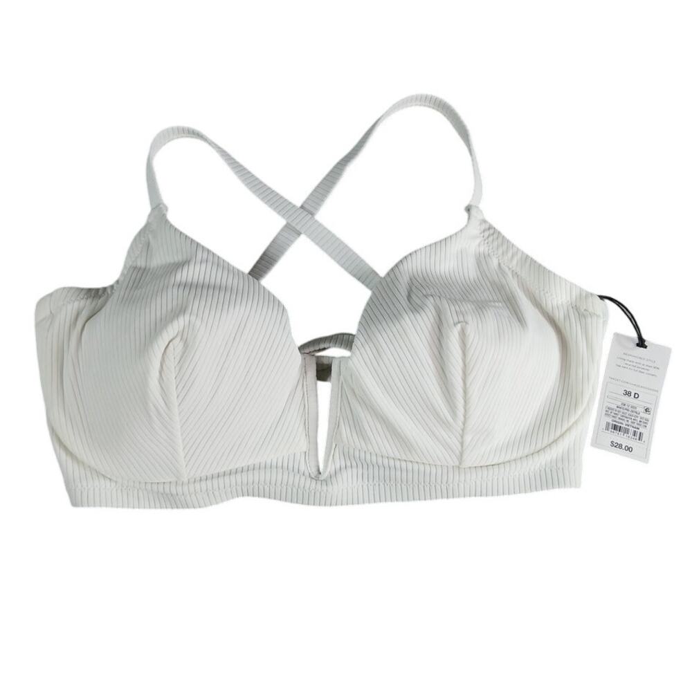 Shade & Shore Swimwear Womens 38D White Bikini Top Underwire Padded Beach NWT
